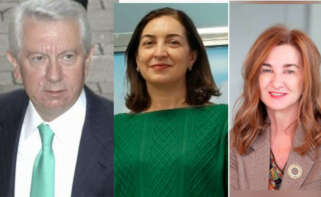 José Collazo, presidente de Saucerojo (empresa que controla Carbugal), junto a Carmen Lence, presidenta de Grupo Lence Torres, y Dolores Martínez, presidenta de Galuresa