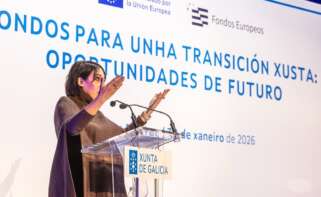La conselleira de Industria, María Jesús Lorenzana, en la presentación de nuevas líneas de ayuda de la Xunta a zonas de Transición Justa, como As Pontes y Meirama