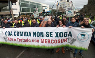 Protesta en Lugo convocada por Agromuralla contra el acuerdo comercial de la UE con los países del Mercosur / Agromuralla