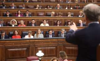 El presidente del Gobierno, Pedro Sánchez (i), la vicepresidenta primera del Gobierno y ministra de Hacienda, María Jesús Montero (2i), la vicepresidenta segunda del Gobierno y ministra de Trabajo, Yolanda Díaz (2d), y la vicepresidenta tercera y ministra para la Transición Ecológica y el Reto Demográfico, Sara Aagesen (d), en una sesión de control al Gobierno , en el Congreso de los Diputados, a 11 de febrero de 2026, en Madrid (España). El pleno acoge el primer cara a cara del año entre el líder de la oposición y el presidente del Gobierno, el cual comparece para dar explicaciones sobre los recientes accidentes ferroviarios que provocaron 47 muertos y dar cuenta de la posición del Ejecutivo sobre el contenido de las últimas reuniones y foros internacionales en los que ha participado. Eduardo Parra / Europa Press 11 FEBRERO 2026;CONGRESO DE DIPUTADOS 11/2/2026