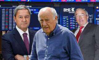 De izquierda a derecha, Tino Fernández (Altia), Amancio Ortega (Inditex) y Jacinto Rey (San José)