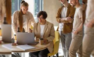 Personal de empresa reunidas