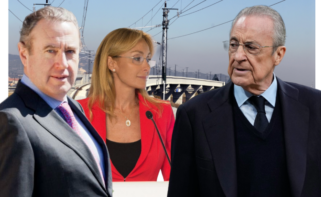 De izquierda a derecha, los presidentes de Copasa, FCC y ACS, José Luis Suárez, Esther Alcocer Koplowitz y Florentino Pérez