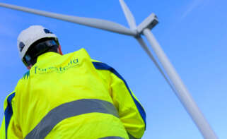 Un trabajador en un parque eólico de Forestalia