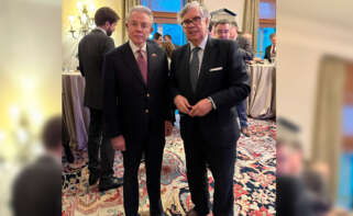El embajador de EE UU en España, Benjamín León, y el presidente de la Confederación de Empresarios de Galicia, Juan Manuel Vieites