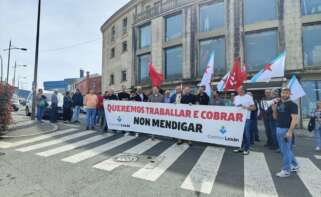 Imagen de la protesta de trabajadores de Industrias Losán en Curtis / CIG