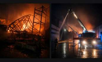 Incendio en la nave de Trison en el polígono de Espíritu Santo / Concello de Sada