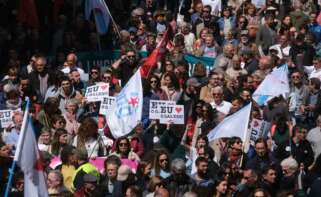 Imagen de la movilización en Santiago de Compostela con motivo del Día das Letras Galegas / Europa Press