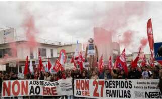 Imagen de la protestas de Nestlé en Pontecesures