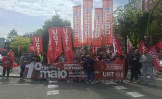 Imagen de una de las movilizaciones convocadas por UGT y CCOO en Galicia con motivo del Primero de Mayo / Europa Press