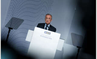 El presidente de ACS, Florentino Pérez, durante la junta de accionistas de ACS, en Ifema Madrid. Matias Chiofalo / Europa Press