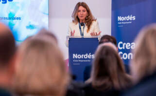 La presidenta de Nordés Club Empresarial, Ángeles Ríos Martínez, durante un evento del ciclo Capacita Directivos celebrado en el Club