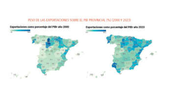 mapa con el peso de las exportaciones sobre el pib provincial