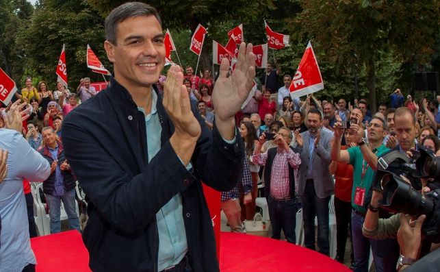 Pedro Sánchez en su primer acto público del PSOE desde que accedió a la jefatura del Ejecutivo, el 9 de septiembre. Foto: EFE/AM