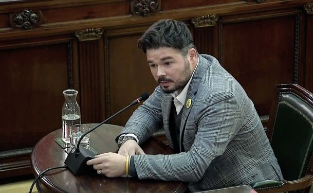 El portavoz y diputado en el Congreso Gabriel Rufián, durante su declaración como testigo en el juicio del procés en el Tribunal Supremo.