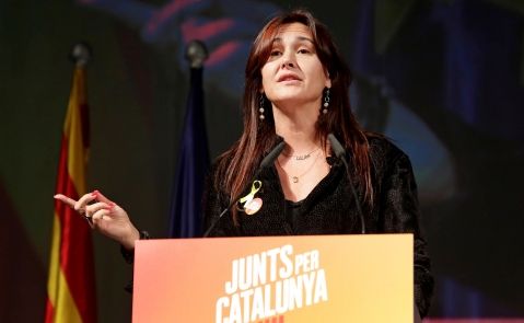 Laura Borràs durante el mitin de JPC en Barcelona. Foto: EFE/SS