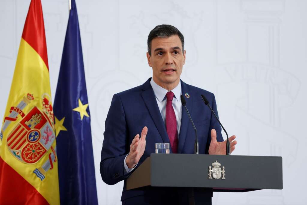 El presidente del Gobierno español, Pedro Sánchez, hace balance del año tras la última reunión del Consejo de Ministros de 2020. EFE/Chema Moya