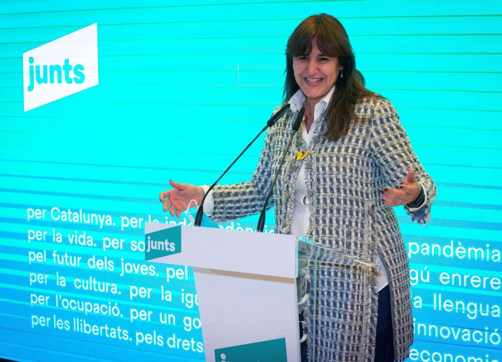 La candidata de JxCat, Laura Borràs, en un acto de la campaña del 14-F en Mataró, el 1 de febrero de 2021 | EFE/EF