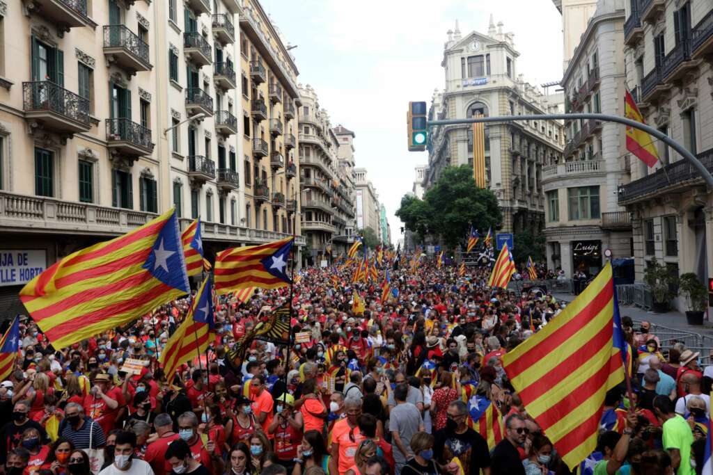 Manifestación de la Diada de 2021 en la Via Laietana de Barcelona. EFE/Quique Garcia