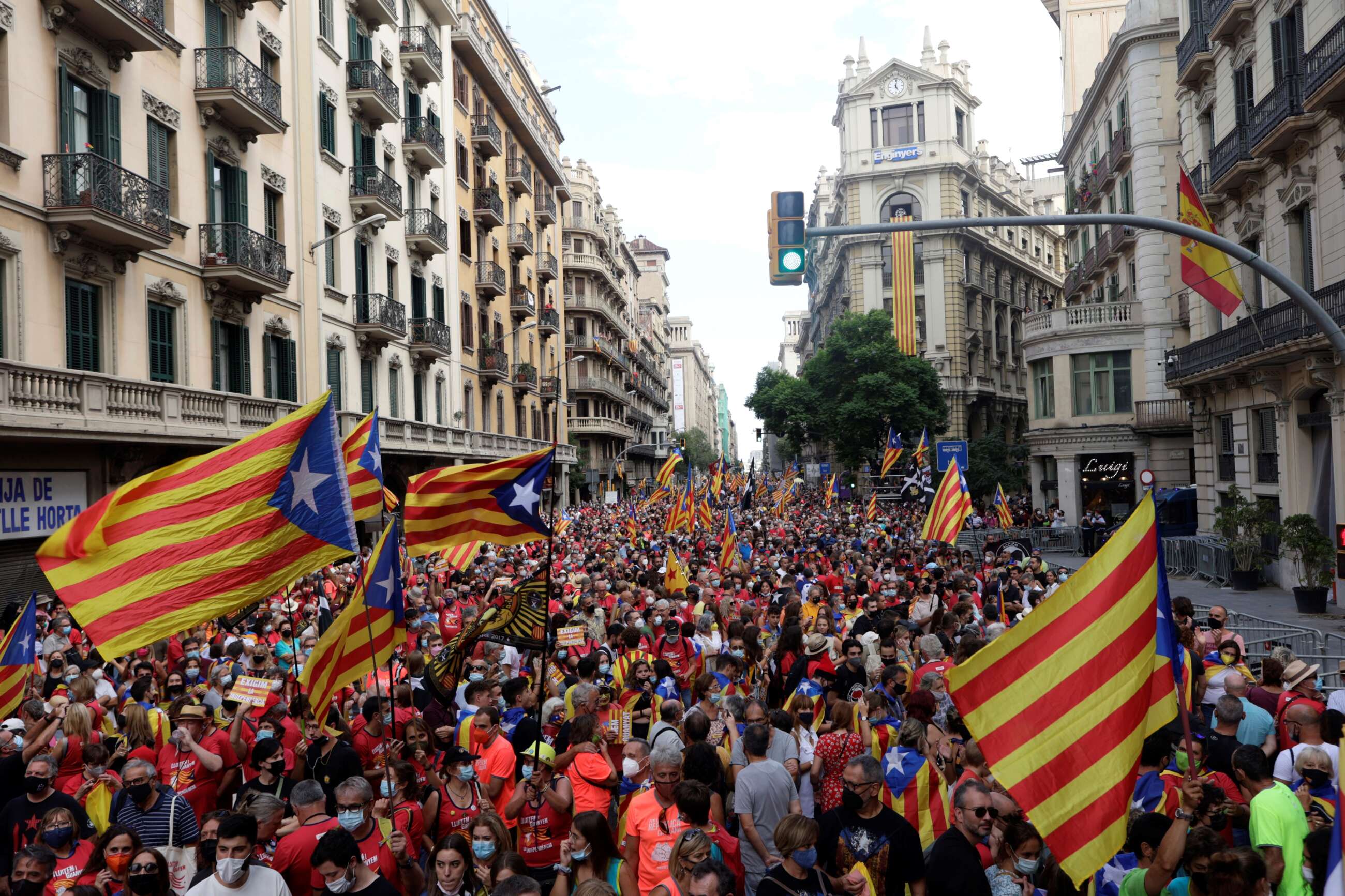 Manifestación de la Diada de 2021 en la Via Laietana de Barcelona. EFE/Quique Garcia