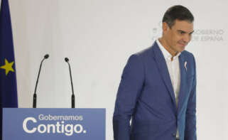 MADRID, 19/10/2022.- El presidente del Gobierno, Pedro Sánchez, durante la firma del convenio que impulsará la Operación Campamento para ceder terrenos del antiguo acuartelamiento madrileño para construir 12.000 viviendas. EFE/ Mariscal