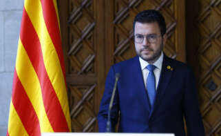 GRAFCAT1307. BARCELONA, 13/03/2024.- El presidente de la Generalitat, Pere Aragonès, ha decidido adelantar las elecciones catalanas al próximo 12 de mayo, después de que el Parlament haya tumbado su proyecto de presupuestos por los "vetos cruzados" de grupos parlamentarios que, según ha denunciado, han actuado con "irresponsabilidad". EFE/Quique García