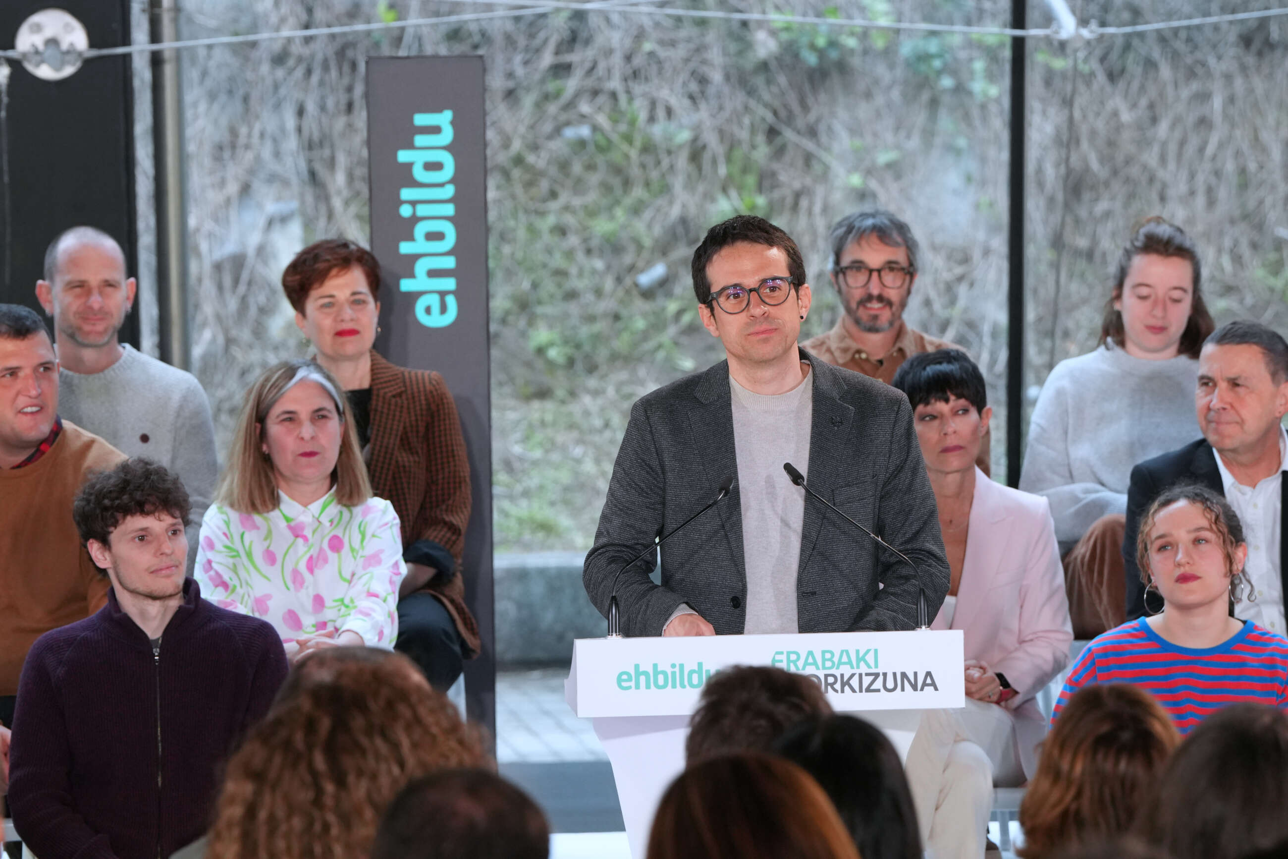El candidato de EH Bildu a Lehendakari, Pello Otxandiano, interviene durante un acto político de EH Bildu, en el Museo Balenciaga, a 25 de febrero de 2024, en Getaria, Guipúzcoa, País Vasco (España). Durante este acto, EH Bildu ha presentado su candidatura por Guipúzcoa de cara a las elecciones al Parlamento Vasco que se celebrarán el próximo 21 de abril. 25 FEBRERO 2024;EH BILDU;ELECCIONES;AUTONÓMICAS;VASCAS;21A;21 DE ABRIL;POLÍTICA Unanue / Europa Press (Foto de ARCHIVO) 25/2/2024
