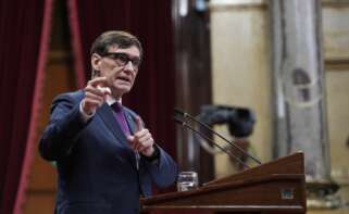 El president de la Generalitat, Salvador Illa, durante una sesión plenaria, en el Parlament de Catalunya. David Zorrakino / Europa Press