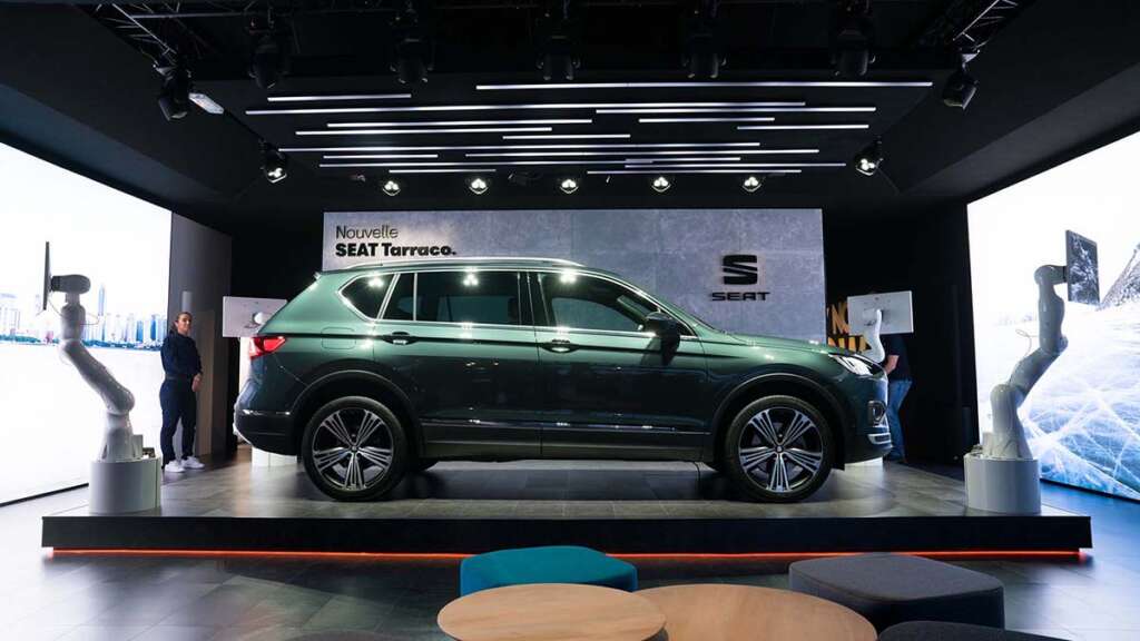 El Seat Tarraco, en el Salón de París de 2018. En 2022, Seat ha sido una de las 30 grandes marcas que han rehusado asistir al evento.