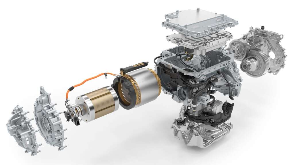 Conjunto de motor eléctrico, inversor y engranajes de desmultiplicación del BMW i7.