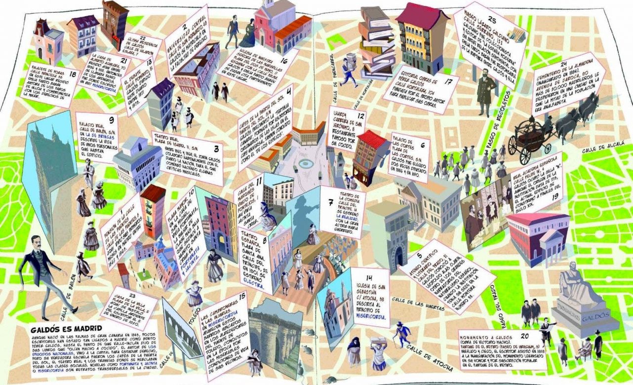Mapa ilustrado Madrid es Galdós. Imagen: esMadrid.