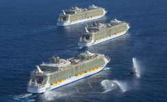 Tres de los cruceros de la clase Oasis. Foto Royal Caribbean