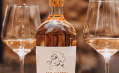 Botella y copas de Can Axartell Rosado