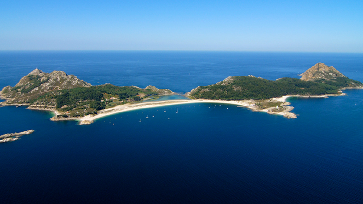 Una vista aérea de las Islas Cíes
