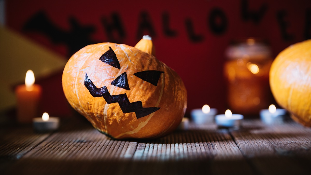 Una calabaza de decoración de Halloween