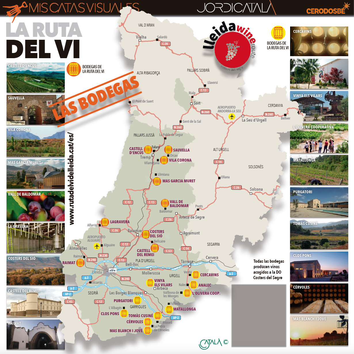 La Ruta del Vi de Lleida es una de las mÃ¡s importantes de CataluÃ±a. InfografÃ­a: Jordi CatalÃ 