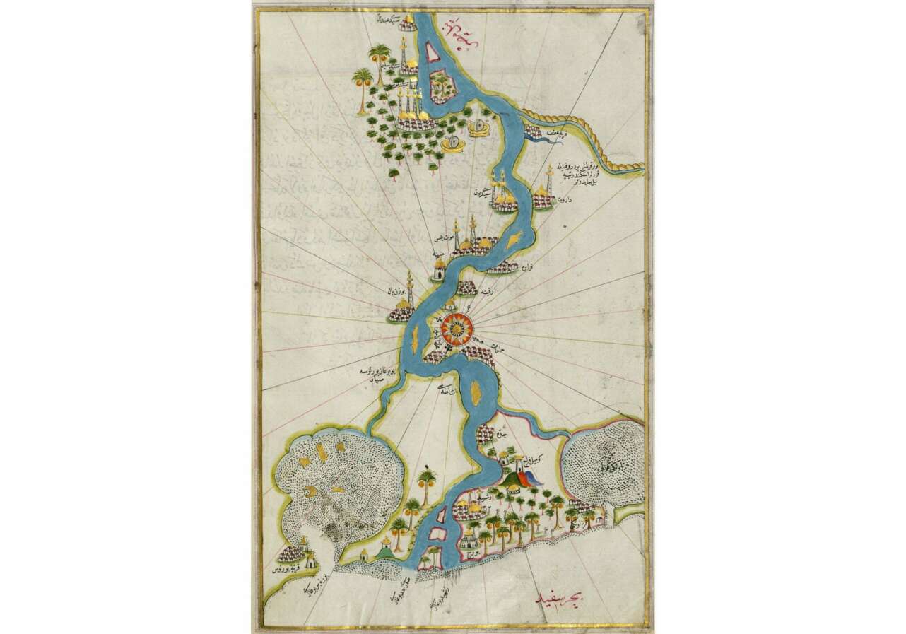 Mapa del Nilo de 1525, de Piri Reis. Foto: The Walters Art Museum