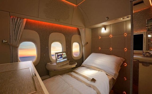 Las suites de Emirates se convierten en pequeÃ±as habitaciones. Foto: Emirates
