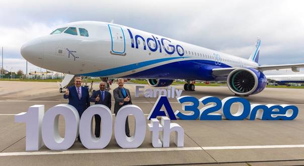 Airbus entregÃ³ el A320neo nÃºmero 1000 a la aerolÃ­nea IndiGo. Foto: Airbus.
