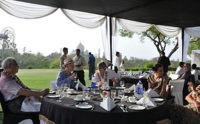 39. Champange breakfast overlooking Taj Mahal