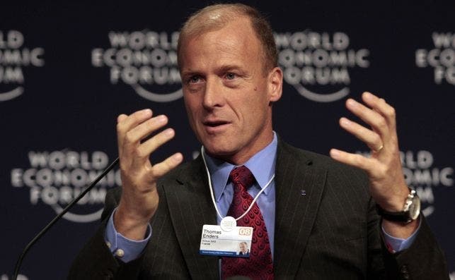 El consejero delegado de Airbus, Thomas Enders, en una presentaciÃ³n en el foro de Davos.
