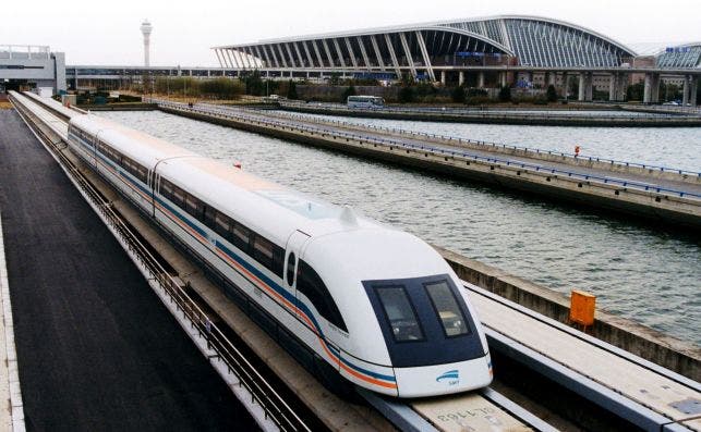 A maglev train coming out, Pudong International Airport, Shanghai