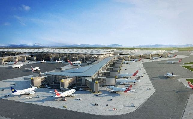 RecreaciÃ³n de cÃ³mo serÃ¡ el nuevo aeropuerto internacional de Estambul.