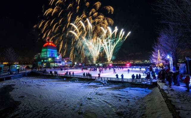 AnÌƒo nuevo en el Viejo Puerto de Montreal. Foto: Turismo de Montreal.