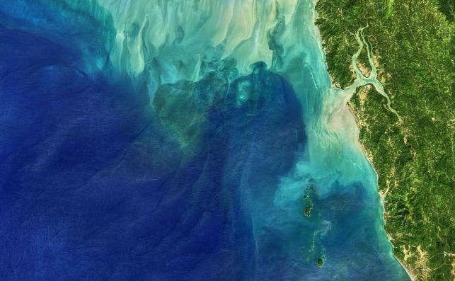 Las corrientes marinas capturas por el satÃ©lite Landsat 8. Foto: NASA