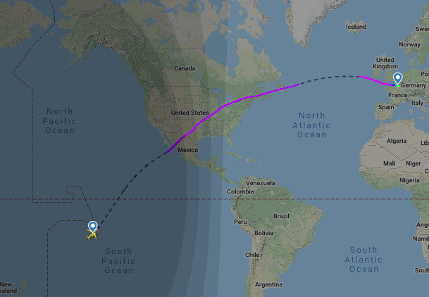 El vuelo TN64 no pudo hacer escala en EEUU. Fuente: Flightradar24