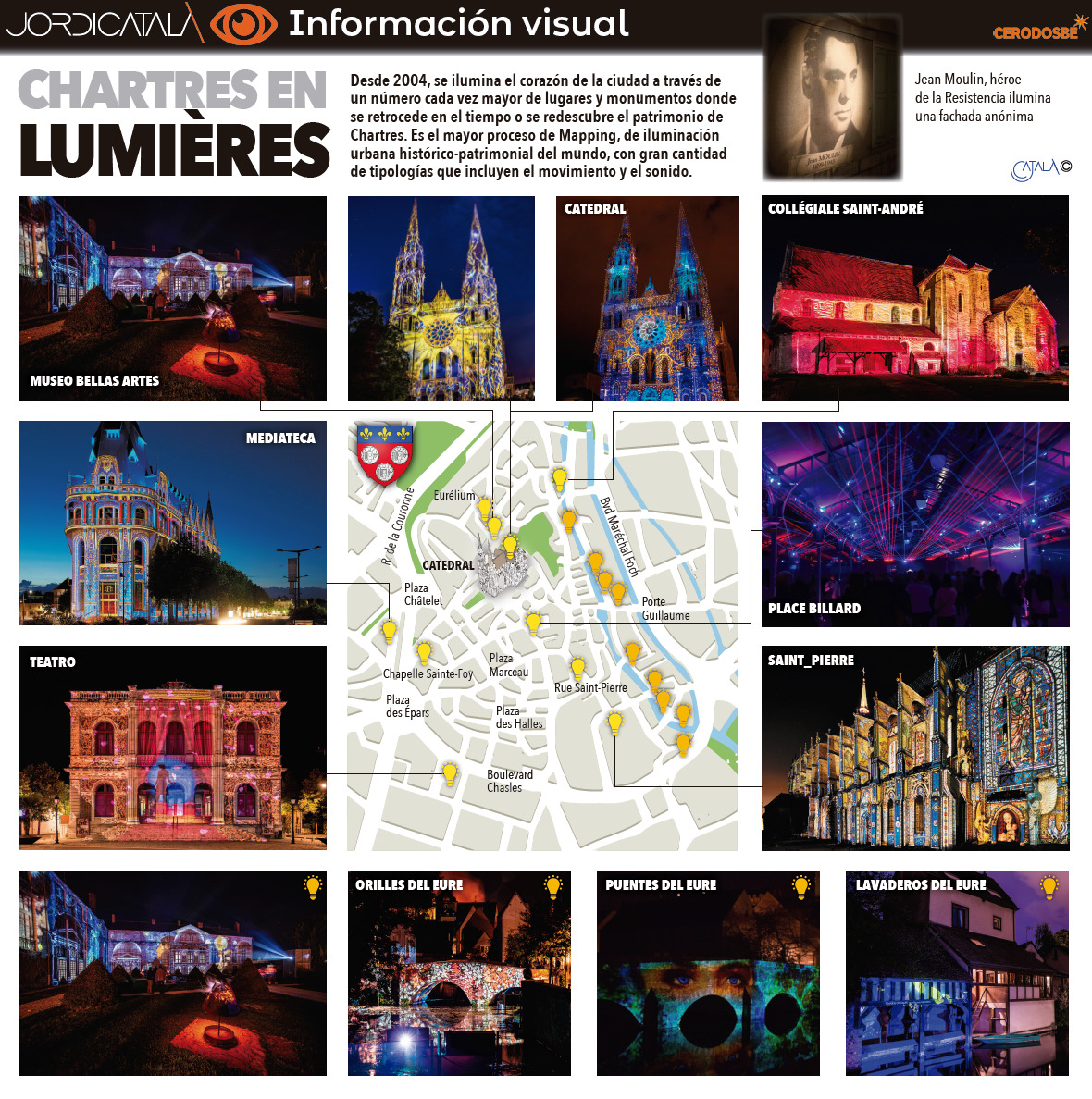Chartres en LumiÃ¨res. InfografÃ­a Jordi CatalÃ .