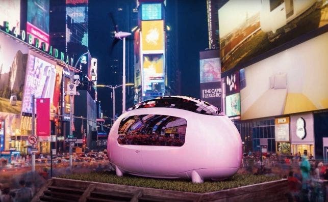 Ecocapsule en Times Square. Foto Ecocapsule.