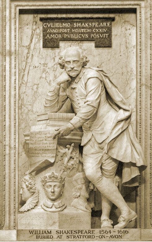 Escultura de Shakespeare en Corner's Poet, AbadiÌa de Westminster. Foto J.M. Torres