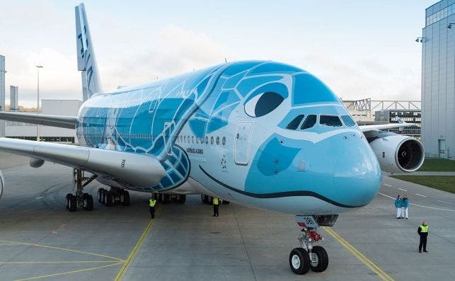 First A380 ANA rolls out of paintshop 7